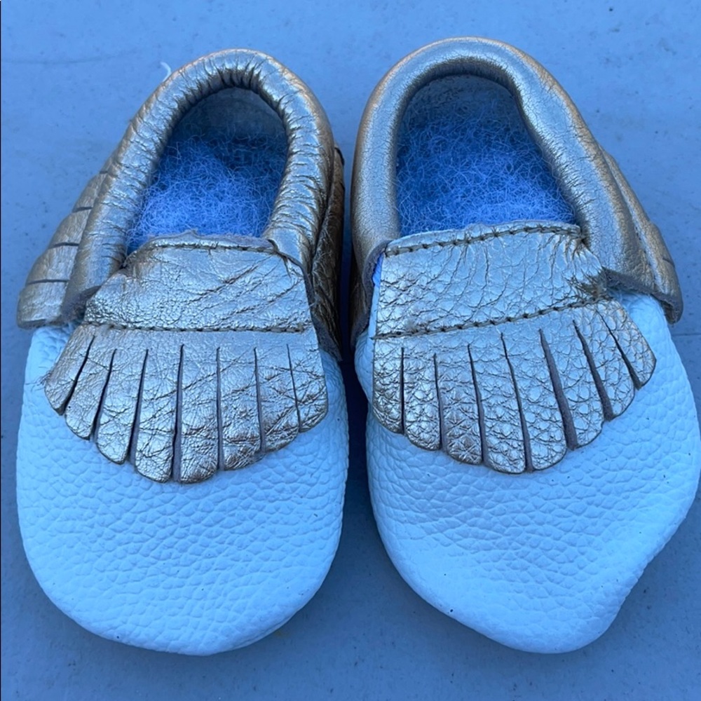 Gold and White Moccasins